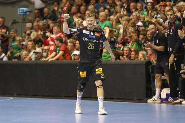 10.09.2025, xgox, Handball, EHF Champions League, SC Magdeburg - Paris Saint Germain v.l. Sebastian Barthold (Magdeburg, 25) Jubel, Torjubel, jubelt ueber das Tor, celebrate the goal, celebration Magdeburg