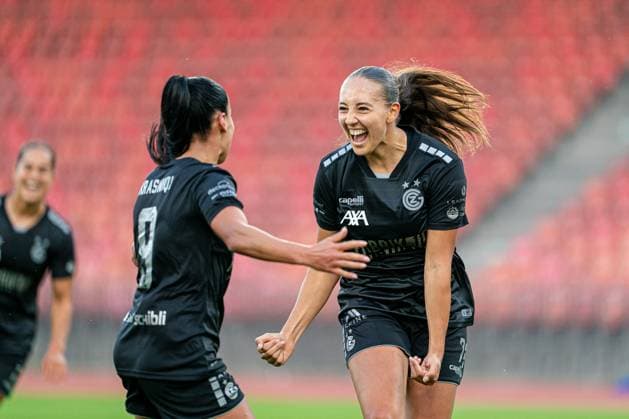 Switzerland: UEFA Women s Europa Cup - GC Frauenfussball vs BIIK-Shymkent - Letzigrund Stadium, Zurich: Janina Egli (7 Grasshopper Club) celebrating scoring teams first goal Copyright: xPriscilaxBütlerx