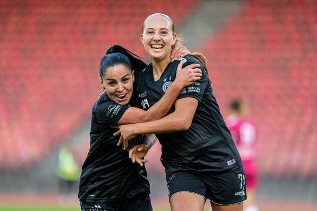 Switzerland: UEFA Women s Europa Cup - GC Frauenfussball vs BIIK-Shymkent - Letzigrund Stadium, Zurich: Janina Egli (7 Grasshopper Club) celebrating scoring teams first goal Copyright: xPriscilaxBütlerx