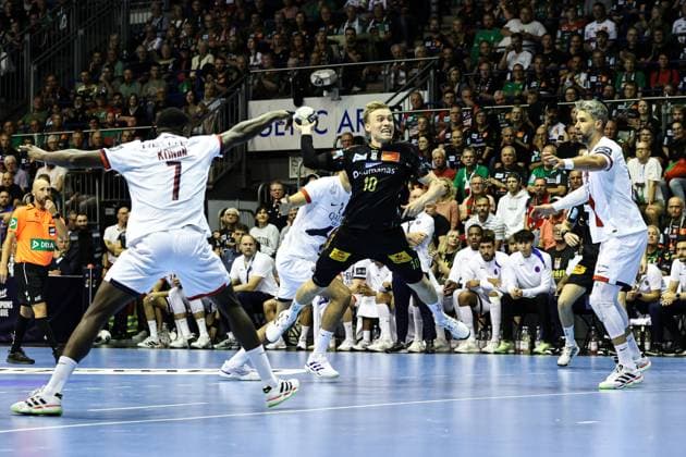 Gisli Kristjansson (SC Magdeburg,10) - Handball Machineseeker Champions League Saison 2025-2026 SC Magdeburg vs. Paris Saint Germain in der GETEC Arena in Magdeburg - Aktion,Handball,Deutschland,10.09.2025