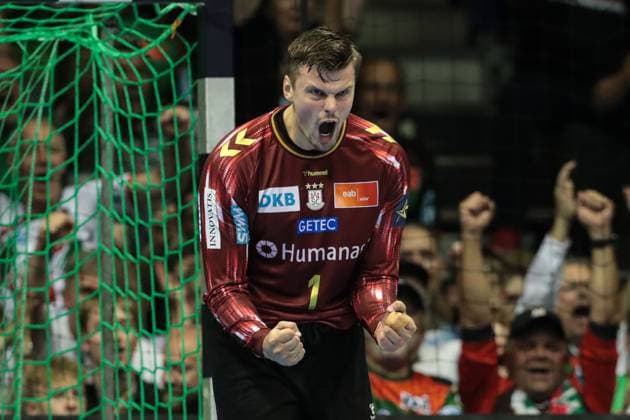Torwart Sergey Hernandez Ferrer (SC Magdeburg,1) - Handball Machineseeker Champions League Saison 2025-2026 SC Magdeburg vs. Paris Saint Germain in der GETEC Arena in Magdeburg - Einzelbild,Aktion,Handball,Deutschland,10.09.2025