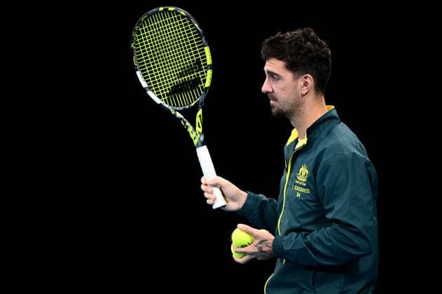 DAVIS CUP PHOTO OPS, Thanasi Kokkinakis wathces on during a Davis Cup practice hit at Ken Rosewall Arena in Sydney, Thursday, September 11, 2025. ( NO ARCHIVING, EDITORIAL USE ONLY SYDNEY NEW SOUTH WALES AUSTRALIA  Copyright: xDANxHIMBRECHTSx 20250911167294946630