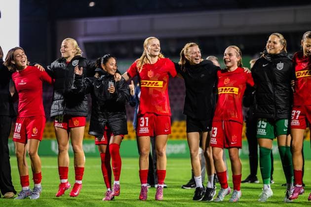 FC Nordsjaelland v KuPS, UEFA Women™s Europa Cup, Farum, Denmark Farum, Denmark. 10th, September 2025. The players of FC Nordsjaelland seen in celebration after the UEFA Women™s Europa Cup qualification match between FC Nordsjaelland and KuPS at Right to Dream Park in Farum. Denmark, Farum  Copyright: xGonzalesxPhoto DejanxObretkovicx