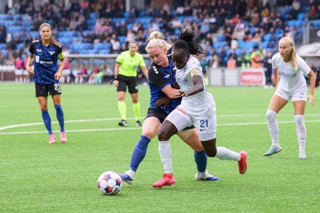 HB Koge v Farul Constanta, UEFA Women™s Europa Cup, Koge, Denmark Koge, Denmark. 10th, September 2025. Enez Mango (21) of Farul Constanta and Rikke Madsen of HB Koge seen during the UEFA Women™s Europa Cup qualification match between HB Koge and Farul Constanta at Koge Stadion in Koge. Denmark, Koge  Copyright: xGonzalesxPhoto DennisxJacobsenx