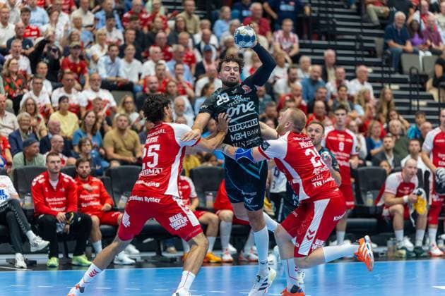 Aalborg Handball v One Veszprem HC, EHF Champions League Handball, Aalborg, Denmark Aalborg, Denmark. 10th, September 2025. Nedim Remili (29) of One Veszprem HC seen in the EHF Champions League match between Aalborg Handball and One Veszprem HC at Sparekassen Danmark Arena in Aalborg. Denmark, Aalborg  Copyright: xGonzalesxPhoto MadsxAndersenx