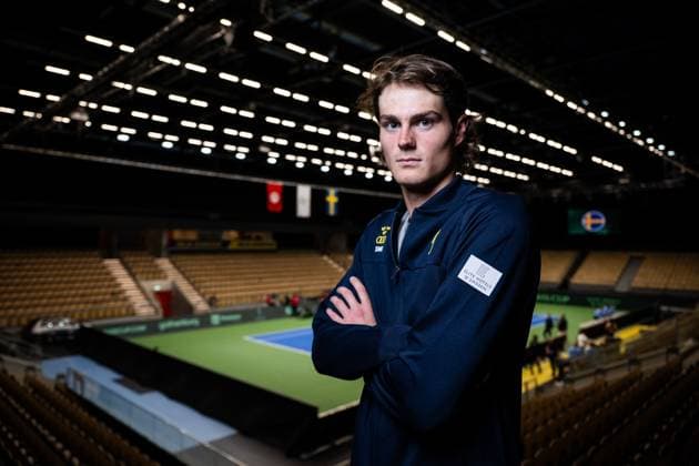 250911 Olle Wallin of Sweden poses for a portrait during the Davis Cup draw ceremony ahead of the match between Sweden and Tunisia on September 11, 2025 in Partille. Photo: Mathias Bergeld BILDBYRAN kod MB MB1200 tennis davis cup lottningen lotting draw ceremony sverige sweden bbeng tunisien tunisia porträtt portrait Copyright: MATHIASxBERGELD BB250911MB013