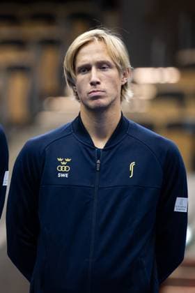 250911 Leo Borg of Sweden during the Davis Cup draw ceremony ahead of the match between Sweden and Tunisia on September 11, 2025 in Partille. Photo: Mathias Bergeld BILDBYRAN kod MB MB1200 tennis davis cup lottningen lotting draw ceremony sverige sweden bbeng tunisien tunisia Copyright: MATHIASxBERGELD BB250911MB051