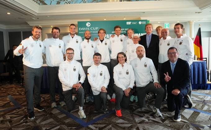 2025 Davis Cup Qualifiers 2nd Round Japan v Germany Japan Team Shintaro Mochizuki (JPN), Yoshihito Nishioka (JPN) , Yosuke Watanuki (JPN), Rei Sakamoto (JPN, Takeru Yuzuki (JPN), Captain: Go Soeda (JPN) German Team Yannick Hanfmann (GER), Jan-Lennard Struff (GER) Kevin Krawietz (GER), Justin Engel (GER) , Tim Puetz (GER) Captain: Michael Kohlman GER)