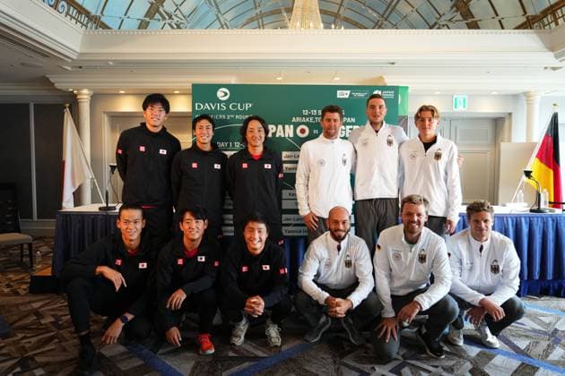 2025 Davis Cup Qualifiers 2nd Round Japan v Germany Japan Team Shintaro Mochizuki (JPN), Yoshihito Nishioka (JPN) , Yosuke Watanuki (JPN), Rei Sakamoto (JPN, Takeru Yuzuki (JPN), Captain: Go Soeda (JPN) German Team Yannick Hanfmann (GER), Jan-Lennard Struff (GER) Kevin Krawietz (GER), Justin Engel (GER) , Tim Puetz (GER) Captain: Michael Kohlman GER) 2025 Davis Cup Qualifiers 2nd Round