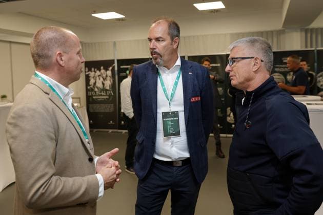 TENNIS - Davis Cup, HUN vs AUT DEBRECEN,HUNGARY,11.SEP.25 - TENNIS - ITF Davis Cup, qualification round 2, Hungary vs Austria, preview, draw and press conference, PK, Pressekonferenz Image shows vice president Juergen Roth and managing director Thomas Schweda (OETV).  GEPAxpictures xWalterxLuger