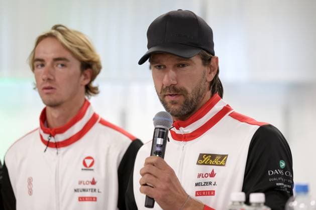 TENNIS - Davis Cup, HUN vs AUT DEBRECEN,HUNGARY,11.SEP.25 - TENNIS - ITF Davis Cup, qualification round 2, Hungary vs Austria, preview, draw and press conference, PK, Pressekonferenz Image shows Lukas Neumayer and captain Juergen Melzer (AUT).  GEPAxpictures xWalterxLuger