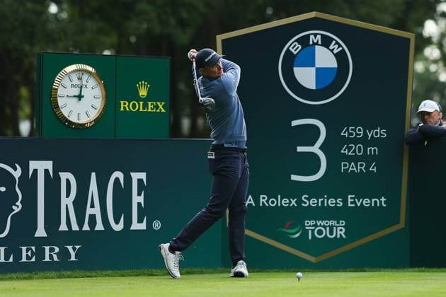 11th September 2025; Wentworth Club, London, England; The BMW PGA, Golf Herren Championship Round 1; Justin Rose& x2003;of England tees off from the 3rd tee  HenningxvonxJagow