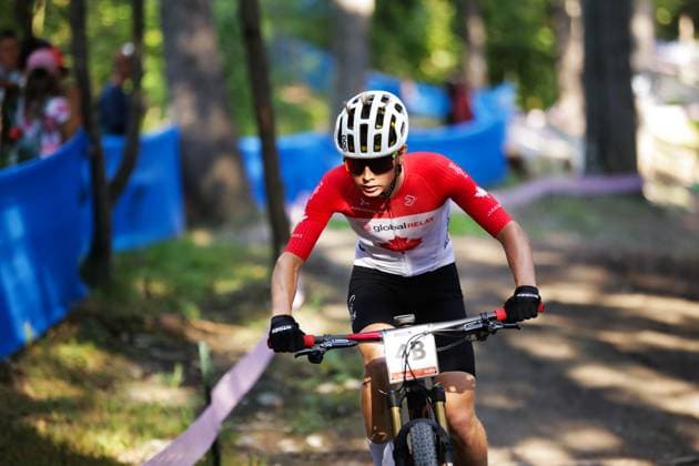 2025 UCI Mountain Bike World Championships Picture by Ed Sykes SWpix.com - 11 09 2025 - Cycling - 2025 UCI Mountain Bike World Championships - Cross-country Mixed Team Relay - Crans Montana, Valais, Switzerland - Mixed Team Relay - Ethan Wood (Canada) Copyright: x xSWpix.comx(t axPhotographyxHubxLtd)xEdxSykes SWpix.comx SWP-3030-3266