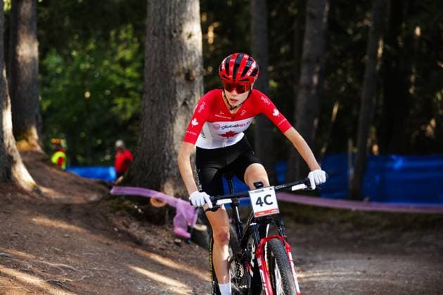 2025 UCI Mountain Bike World Championships Picture by Ed Sykes SWpix.com - 11 09 2025 - Cycling - 2025 UCI Mountain Bike World Championships - Cross-country Mixed Team Relay - Crans Montana, Valais, Switzerland - Mixed Team Relay - Isabella Holmgren (Canada) Copyright: x xSWpix.comx(t axPhotographyxHubxLtd)xEdxSykes SWpix.comx SWP-3030-3284