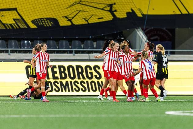 250911 Luany of Atletico Madrid celebrates after 0-1 during the UEFA Women™s Champions League play-off football match between Häcken and Atletico Madrid on September 11, 2025 in Göteborg. Photo: Michael Erichsen BILDBYRAN COP 89 MI0874 fotboll football soccer fotball uefa womens champions league häcken atletico madrid dam bbeng play-offs jubel Copyright: MICHAELxERICHSEN BB250911MI019