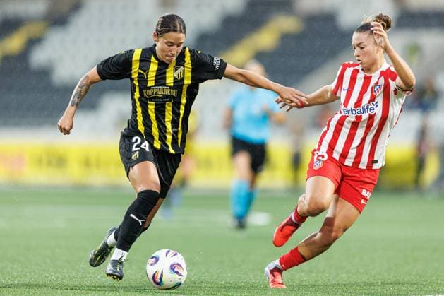 250911 Tabby Tindell of Häcken during the UEFA Women™s Champions League play-off football match between Häcken and Atletico Madrid on September 11, 2025 in Göteborg. Photo: Michael Erichsen BILDBYRAN COP 89 MI0874 fotboll football soccer fotball uefa womens champions league häcken atletico madrid dam bbeng play-offs Copyright: MICHAELxERICHSEN BB250911MI024