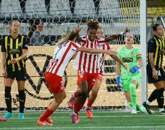 AtlÃ tico s 22 Luany celebrates 0-1 during Thursday s football match, third qualifying round match 1 in best of 2, between BK Häcken and AtlÃ tico de Madrid at Bravida arena in Gothenburg, Sweden, Sept. 11 2025. GÖTEBORG SWEDEN x9200x