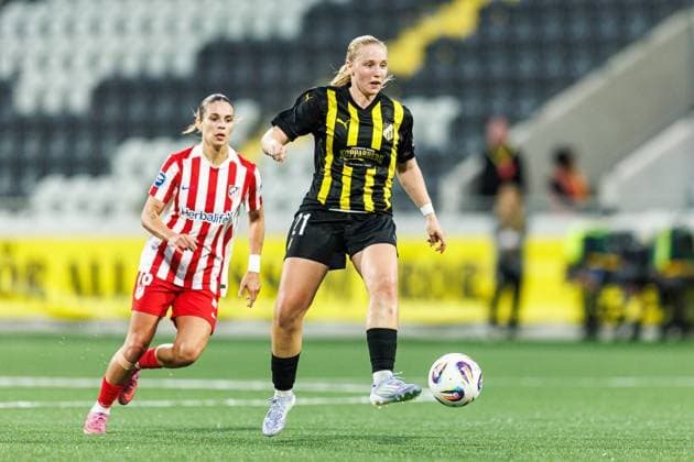 250911 Johanna Fossdalsa Sorensen of Häcken during the UEFA Women™s Champions League play-off football match between Häcken and Atletico Madrid on September 11, 2025 in Göteborg. Photo: Michael Erichsen BILDBYRAN COP 89 MI0874 fotboll football soccer fotball uefa womens champions league häcken atletico madrid dam bbeng play-offsbbauto Copyright: MICHAELxERICHSEN BB250911MI029