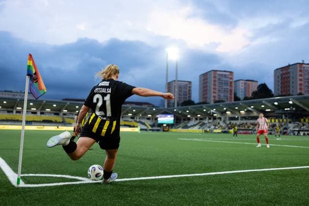 250911 Johanna Fossdalsa Sorensen of Häcken during the first leg of Women s Champions League playoff football match between Häcken and Atletico Madrid on September 11, 2025 in Göteborg. Photo: Michael Erichsen BILDBYRAN COP 89 MI0874 atletico madrid bbeng dam football fotball fotboll häcken play-offs soccer uefa womens champions league Copyright: MICHAELxERICHSEN BB250911MI031