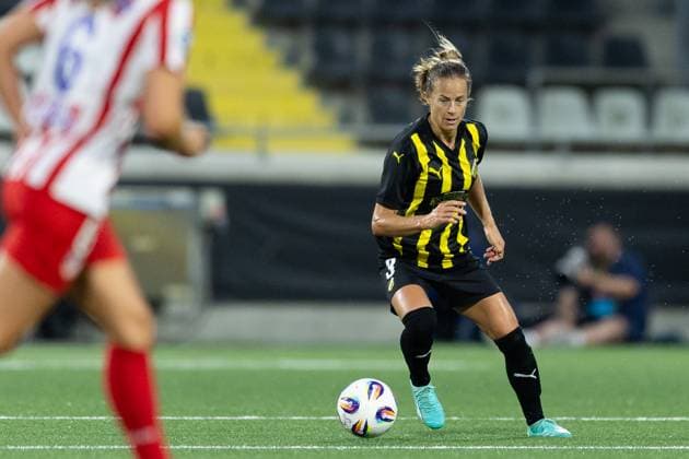 250911 Aivi Luik of Häcken during the first leg of Women s Champions League playoff football match between Häcken and Atletico Madrid on September 11, 2025 in Göteborg. Photo: Michael Erichsen BILDBYRAN COP 89 MI0874 atletico madrid bbeng dam football fotball fotboll häcken play-offs soccer uefa womens champions league Copyright: MICHAELxERICHSEN BB250911MI032