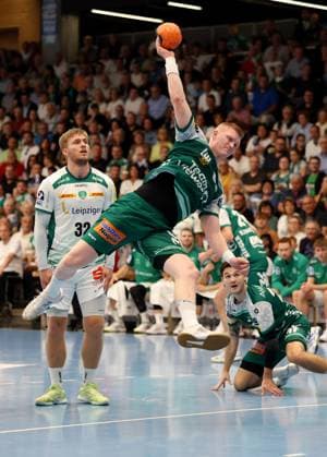 BAU 11.09.2025 Göppingen Handball Frisch Auf Göppingen vs. SC DHfK Leipzig, Ymir Örn Gislason (Göppingen) am Ball