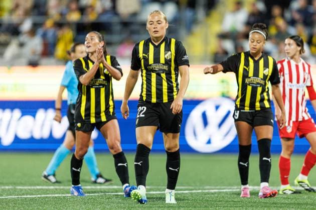 250911 Paulina Nyström of Häcken during the UEFA Women™s Champions League play-off football match between Häcken and Atletico Madrid on September 11, 2025 in Göteborg. Photo: Michael Erichsen BILDBYRAN COP 89 MI0874 fotboll football soccer fotball uefa womens champions league häcken atletico madrid dam bbeng play-offsbbauto Copyright: MICHAELxERICHSEN BB250911MI045