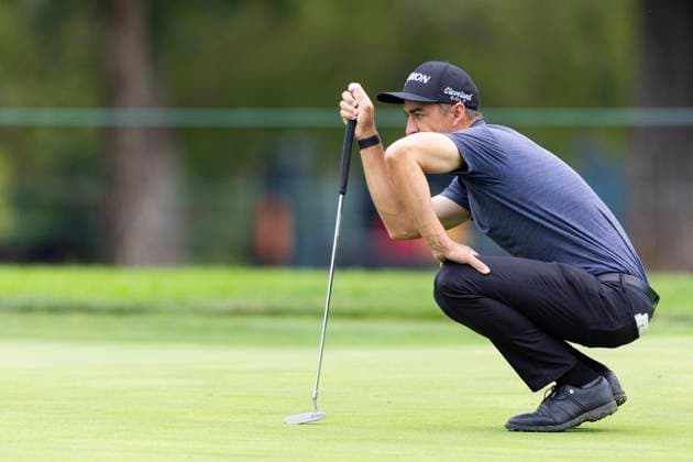 September 11, 2025, Napa, California, United States: NAPA, CA - SEPTEMBER 11: Corey Pereira of the United States lines up a putt on hole 1 during the Procore Championship 2025 - Round One at Silverado Resort on September 11, 2025 in Napa, California. Procore Championship 2025 - Round One  - ZUMAt139 20250911_aaa_t139_015 Copyright: xAlxChang IsixPhotosx