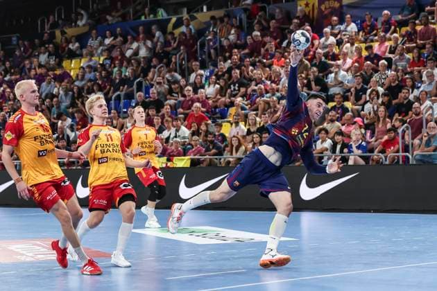 September 11, 2025, Barcelona, Barcelona, SPAIN: Ludovic Fabregas of FC Barcelona, Barca in action during the EHF Champions League 2025 26 group phase, handball match played between FC Barcelona and GOG at Palau Blaugrana on September 11, 2025 in Barcelona, Spain. Barcelona SPAIN - ZUMAa181 20250911_zaa_a181_061 Copyright: xJavierxBorregox
