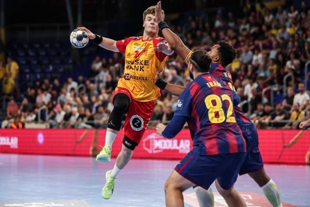 September 11, 2025, Barcelona, Barcelona, SPAIN: Oli Mittun of GOG in action during the EHF Champions League 2025 26 group phase, handball match played between FC Barcelona, Barca and GOG at Palau Blaugrana on September 11, 2025 in Barcelona, Spain. Barcelona SPAIN - ZUMAa181 20250911_zaa_a181_031 Copyright: xJavierxBorregox