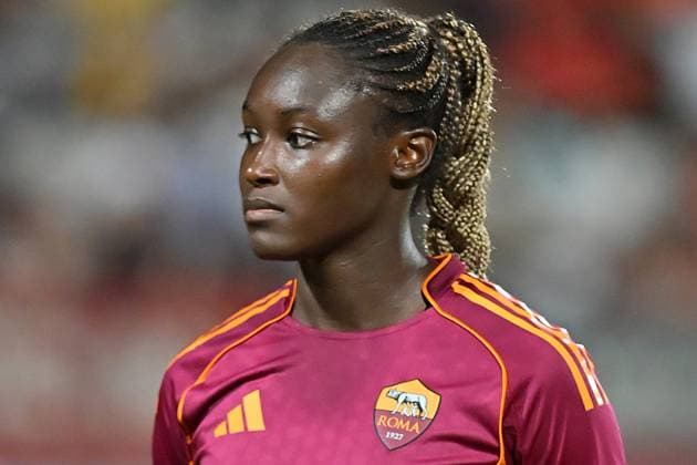 Soccer, Woman champions league 2025-2026 As Roma - Sporting Club de Portugal Omorinsola Babajide of AS Roma during the third qualifying round Woman champions league match between As Roma - Sporting Club de Portugal at Tre Fontane stadium in Rome, Italy, September 11st, 2025. Imago Images Emmefoto Copyright: xImagoxImages Emmefotox