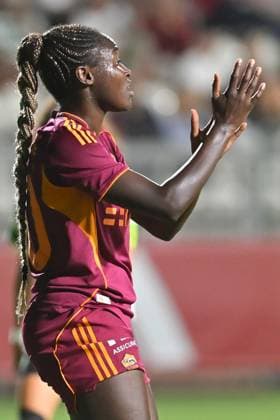 Soccer, Woman champions league 2025-2026 As Roma - Sporting Club de Portugal Omorinsola Babajide of AS Roma during the third qualifying round Woman champions league match between As Roma - Sporting Club de Portugal at Tre Fontane stadium in Rome, Italy, September 11st, 2025. Imago Images Emmefoto Copyright: xImagoxImages Emmefotox