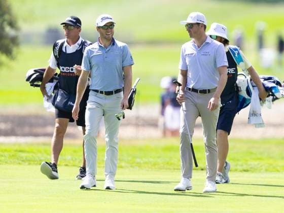 September 11, 2025, Napa, California, United States: NAPA, CA - SEPTEMBER 11: Justin Thomas of the United States and Ben Griffin of the United States walk down the fairway on hole 7 during the Procore Championship 2025 - Round One at Silverado Resort on September 11, 2025 in Napa, California. Napa United States - ZUMAt139 20250911_aaa_t139_167 Copyright: xAlxChang IsixPhotosx