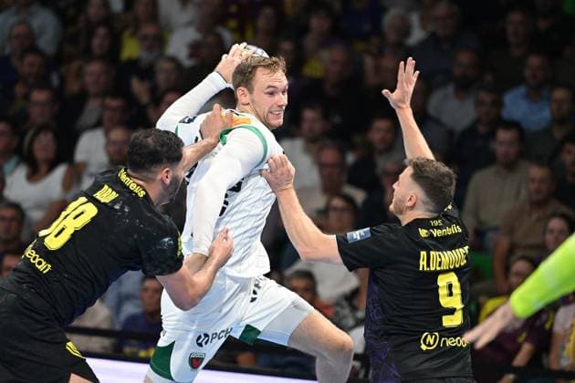 HBC Nantes Fuchse Berlin PHOTOPQR OUEST FRANCE Jérôme Fouquet ; NANTES ; 11 09 2025 ; Handball. EHF champions League. HBC Nantes Fuchse Berlin. Mathias Gidsel. Photo: Jérôme Fouquet Ouest-France. NANTES France  Copyright: xPHOTOPQR OUESTxFRANCE MAXPPPxJérômexFouquetx 20250911OFR5766 20250911OFR5766