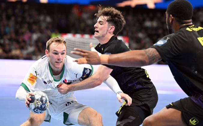 HBC Nantes Fuchse Berlin PHOTOPQR OUEST FRANCE Jérôme Fouquet ; NANTES ; 11 09 2025 ; Handball. EHF champions League. HBC Nantes Fuchse Berlin. Mathias Gidsel et Noam Leopold. Photo: Jérôme Fouquet Ouest-France. NANTES France  Copyright: xPHOTOPQR OUESTxFRANCE MAXPPPxJérômexFouquetx 20250911OFR5770 20250911OFR5770