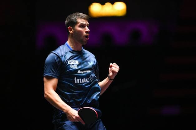 Sport Bilder des Tages (250912) -- MACAO, Sept. 12, 2025 -- Patrick Franziska of Germany celebrates during the men s singles round of 16 match against Quadri Aruna of Nigeria at the 2025 World Table tennis, Tischtennis (WTT) Champions Macao in Macao, south China, Sept. 12, 2025. ) (SP)CHINA-MACAO-TABLE TENNIS-WTT-MEN S SINGLES (CN) CheongxKamxKa 