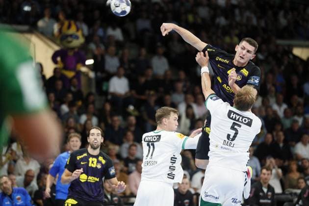 HANDBALL : EHF CHAMPIONS LEAGUE - NANTES v FUCHSE BERLIN - 11 09 2025 Aymeric MINNE of HBC Nantes during the EHF Champions League, Group Phase, handball match between HBC Nantes and Füchse Berlin on 11 September 2025 at H Arena in Nantes, France - Photo Julien Kammerer PsnewZ NantesFrance  Copyright: xJulienxKammererx