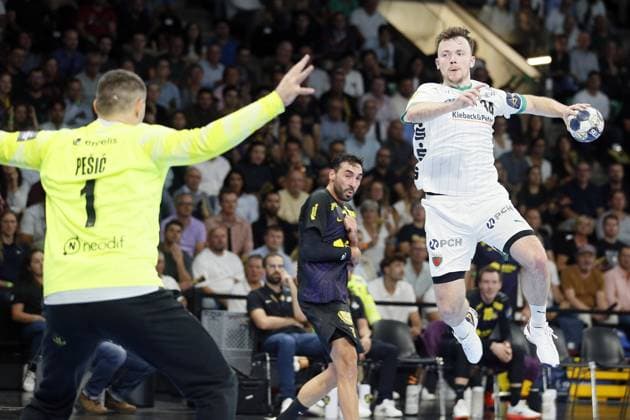 HANDBALL : EHF CHAMPIONS LEAGUE - NANTES v FUCHSE BERLIN - 11 09 2025 Hakun West AV TEIGUM of Füchse Berlin during the EHF Champions League, Group Phase, handball match between HBC Nantes and Füchse Berlin on 11 September 2025 at H Arena in Nantes, France - Photo Julien Kammerer PsnewZ NantesFrance  Copyright: xJulienxKammererx
