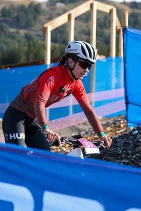 12 09 2025, Crans-Montana, Valais 2025 UCI Mountain Bike World Championships, Regina Bruchner 37 (HUN) in training on the Cross-Country Olympic circuit Crans-Montana Crans-Montana Valais Switzerland Copyright: xJustPictures.ch FrancescoxMinghettix jp-en-FrMi-MNG_1843