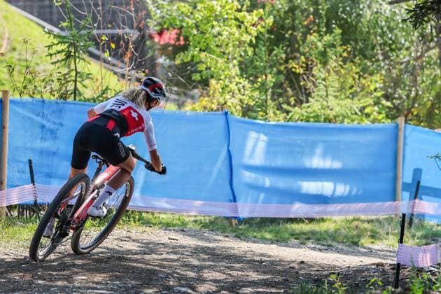 12 09 2025, Crans-Montana, Valais 2025 UCI Mountain Bike World Championships, Jolanda Neff 12 (SUI) in training on the Cross-Country Olympic circuit Crans-Montana Crans-Montana Valais Switzerland Copyright: xJustPictures.ch FrancescoxMinghettix jp-en-FrMi-MNG_2757