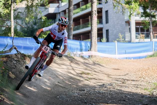 12 09 2025, Crans-Montana, Valais 2025 UCI Mountain Bike World Championships, Jolanda Neff 12 (SUI) in training on the Cross-Country Olympic circuit Crans-Montana Crans-Montana Valais Switzerland Copyright: xJustPictures.ch FrancescoxMinghettix jp-en-FrMi-MNG_2733