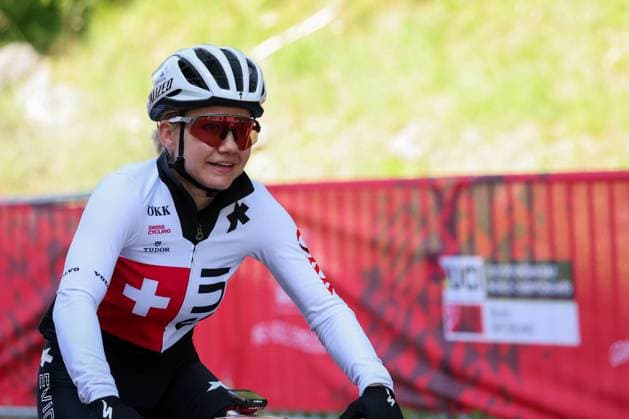 12 09 2025, Crans-Montana, Valais 2025 UCI Mountain Bike World Championships, Sina Frei 10 (SUI) in training on the Cross-Country Olympic circuit Crans-Montana Crans-Montana Valais Switzerland Copyright: xJustPictures.ch FrancescoxMinghettix jp-en-FrMi-MNG_2816