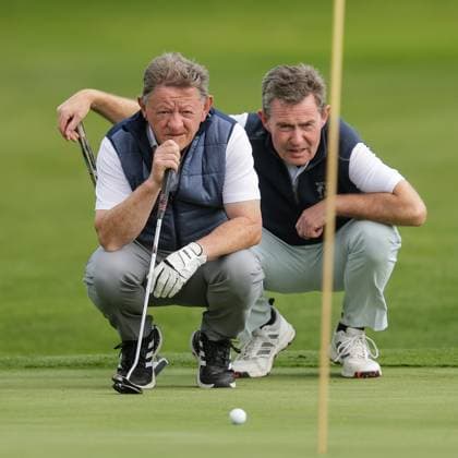 REPRO FREE *PRESS RELEASE NO REPRODUCTION FEE* EDITORIAL USE ONLY AIG All-Ireland Inter-Club Semi Finals & Finals, Athlone Golf Club, Roscommon 12 9 2025 Donnacha O™Kane and Noel Burns Donnacha O™Kane and Noel Burns 12 9 2025  Copyright: x INPHO BryanxKeanex BK1_4097