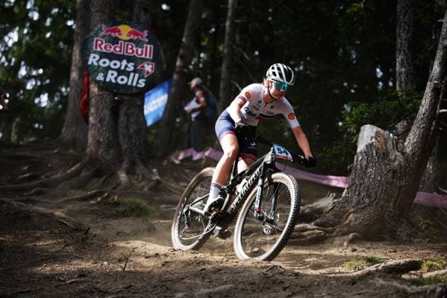 2025 UCI Mountain Bike World Championships Picture by Ed Sykes SWpix.com - 12 09 2025 - Cycling - 2025 UCI Mountain Bike World Championships - Cross-country Olympic - Crans Montana, Valais, Switzerland - Women Junior - Freya Mowbray (Great Britain) Copyright: x xSWpix.comx(t axPhotographyxHubxLtd)xEdxSykes SWpix.comx SWP-3030-3471
