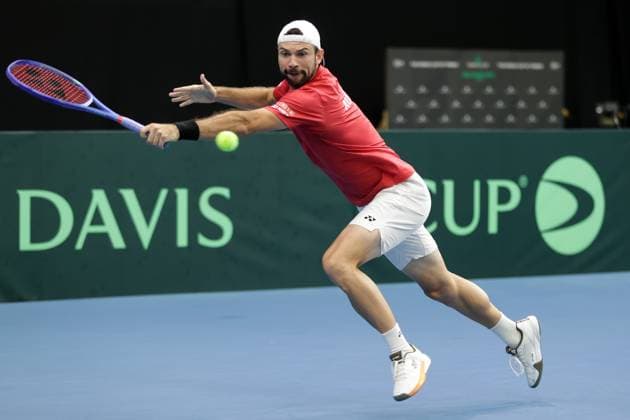 TENNIS - Davis Cup, HUN vs AUT DEBRECEN,HUNGARY,12.SEP.25 - TENNIS - ITF Davis Cup, qualification round 2, Hungary vs Austria. Image shows Jurij Rodionov (AUT).  GEPAxpictures xWalterxLuger