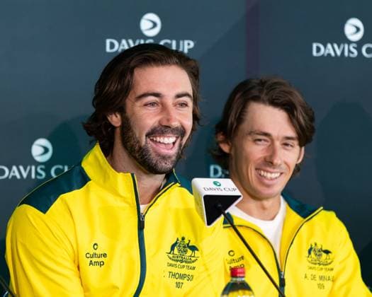 September 12, 2025, Sydney, Nsw, Australia: JORDAN THOMPSON of Australia speaks at the official draw ceremony for the Davis Cup tie between Australia and Belgium. Sydney Australia - ZUMAt173 20250912_zsp_t173_010 Copyright: xStephanexThomasx
