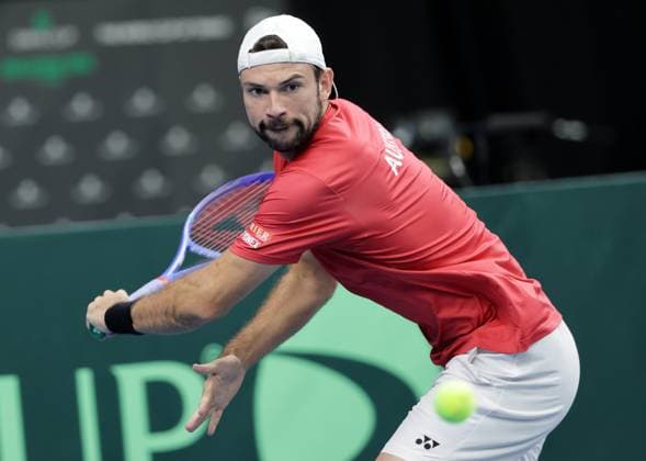 TENNIS - Davis Cup, HUN vs AUT DEBRECEN,HUNGARY,12.SEP.25 - TENNIS - ITF Davis Cup, qualification round 2, Hungary vs Austria. Image shows Jurij Rodionov (AUT).  GEPAxpictures xWalterxLuger