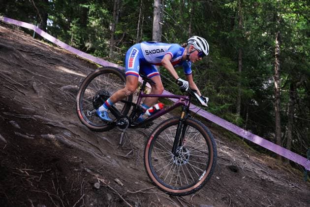 2025 UCI Mountain Bike World Championships Picture by Ed Sykes SWpix.com - 12 09 2025 - Cycling - 2025 UCI Mountain Bike World Championships - Cross-country Olympic - Crans Montana, Valais, Switzerland - Women Junior - Barbora Bukovska (Czechia) Copyright: x xSWpix.comx(t axPhotographyxHubxLtd)xEdxSykes SWpix.comx SWP-3030-3536