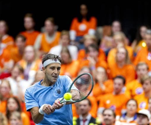 GRONINGEN - Tomas Martin Etcheverry (ARG) on the first day of the second qualifying round for the Davis Cup Finals between the Netherlands and Argentina at Martiniplaza. ANP SANDER KONING xVIxANPxSportx xxANPxIVx 535970483 originalFilename: 535970483.jpg