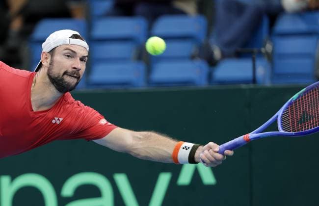 TENNIS - Davis Cup, HUN vs AUT DEBRECEN,HUNGARY,12.SEP.25 - TENNIS - ITF Davis Cup, qualification round 2, Hungary vs Austria. Image shows Jurij Rodionov (AUT).  GEPAxpictures xWalterxLuger
