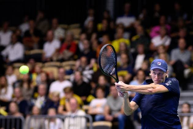 250912 Leo Borg of Sweden during the Davis Cup tennis match between Sweden and Tunisia on September 12, 2025 in Partille. Photo: Carl Sandin BILDBYRAN kod CS CS0767 tennis davis cup sweden sverige tunisien tunisia bbeng Copyright: CARLxSANDIN BB250912CS023